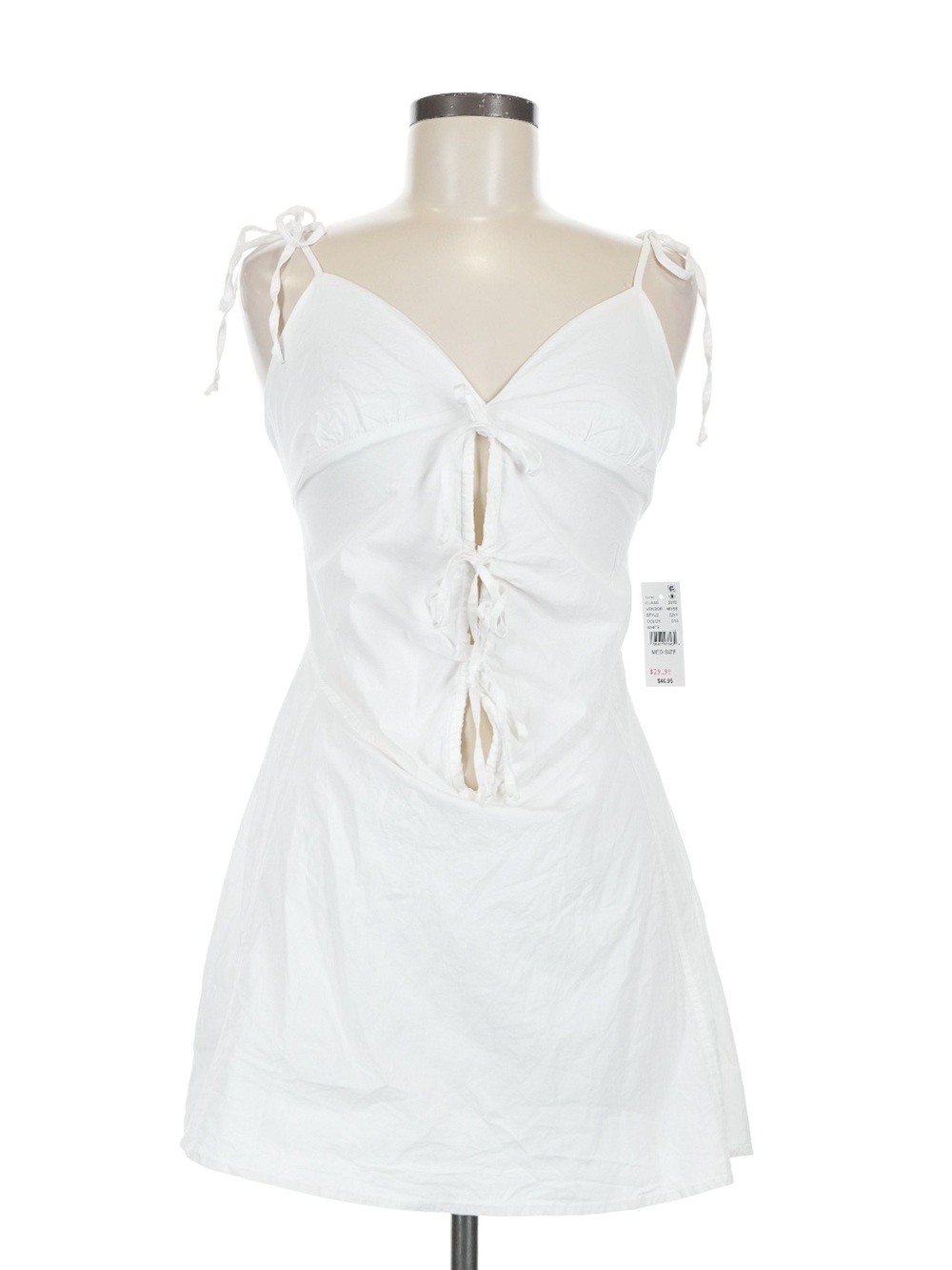 La Hearts White Tie-Front Mini Dress